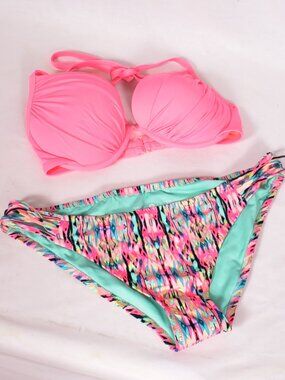 Shade & Shore Women's Pink Multicolor Swimsuit Bikini Size XL